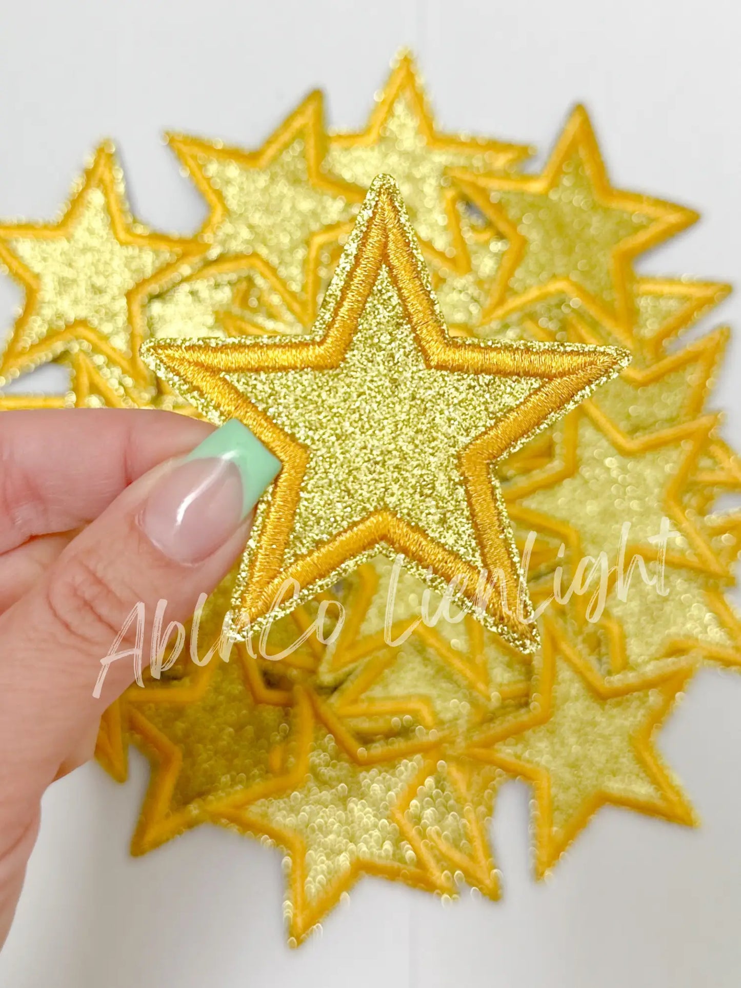 2” Gold Glitter Star Embroidery Patch