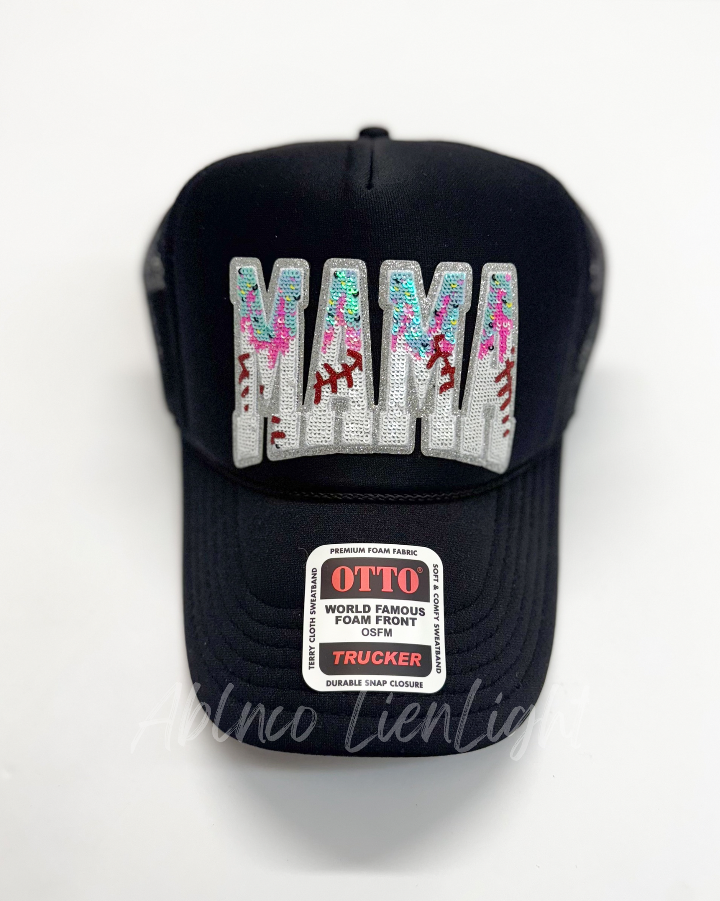 Baseball Drip Mama Sequin Patch Otto Trucker Hat