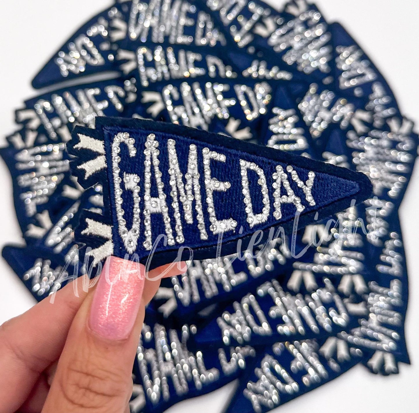 Navy Game Day Flags Rhinestone Embroidery Patch©️
