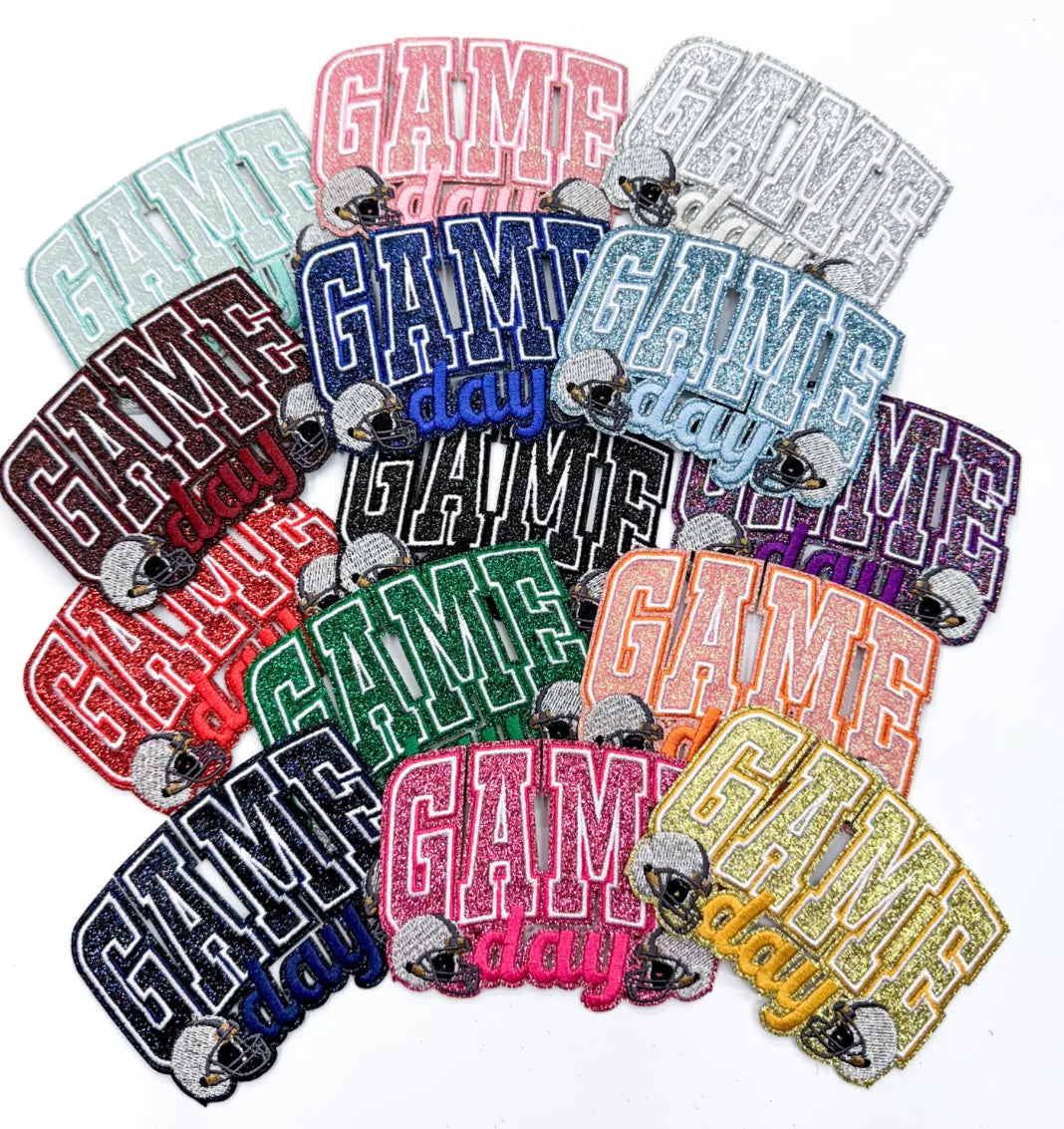 Black Game Day Helmet Embroidery Patch