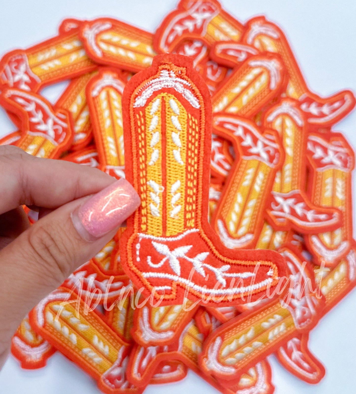 Orange Boot Embroidery Patch