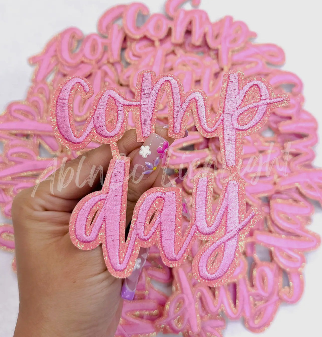 Pink Comp Day Embroidery STICKER Adhesive Patch
