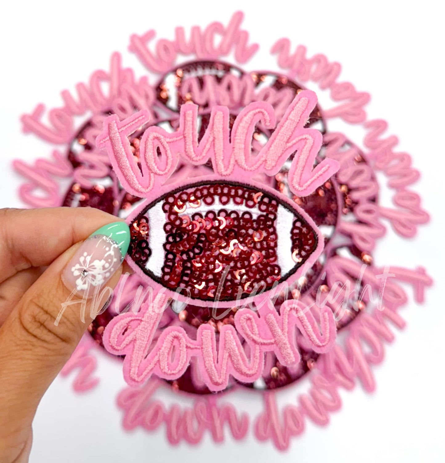 Pink Touchdown Sequins Embroidery Patch