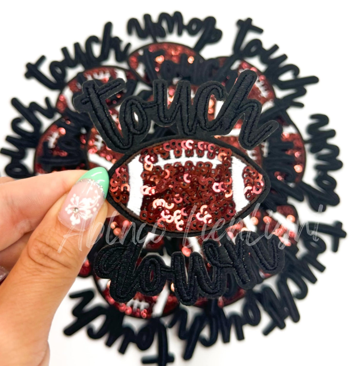 Black Touchdown Sequins Embroidery Patch