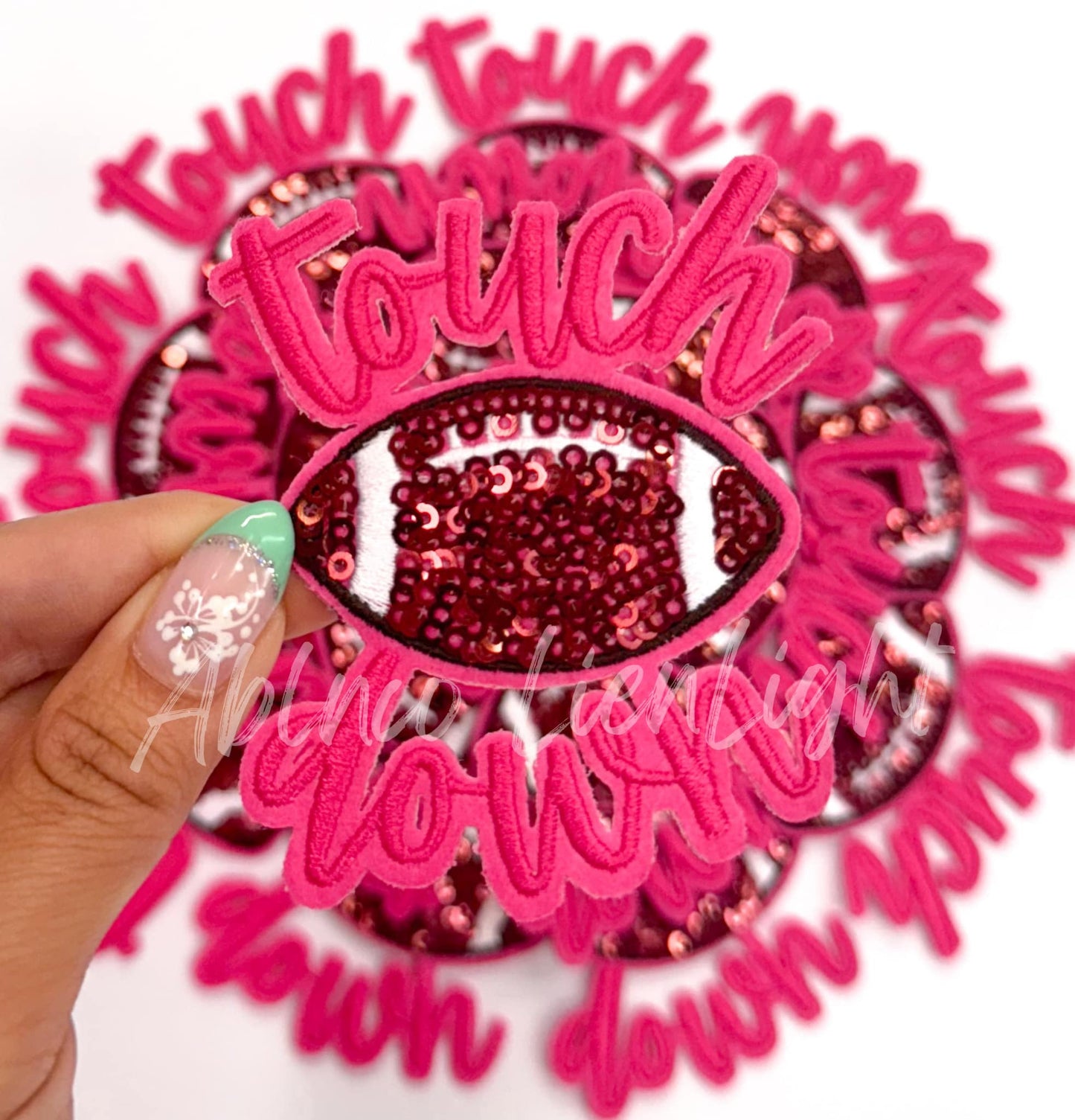Hot Pink Touchdown Sequins Embroidery Patch