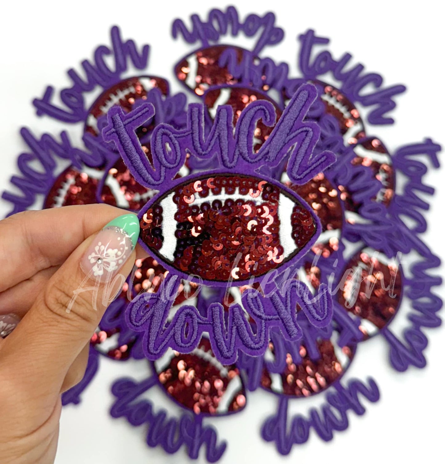 Purple Touchdown Sequins Embroidery Patch