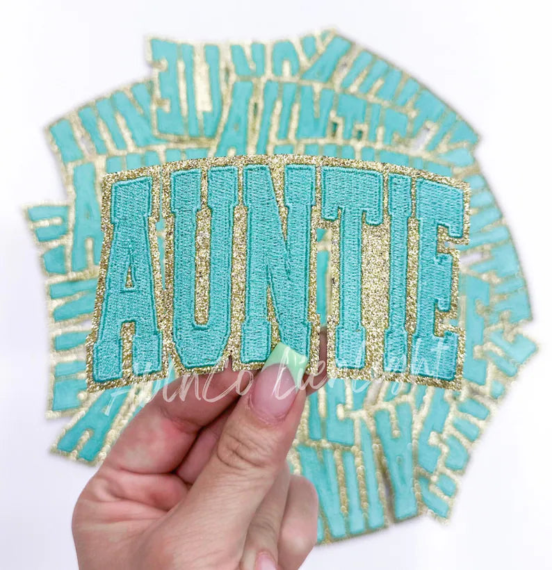 Turquoise Auntie Embroidery Patch