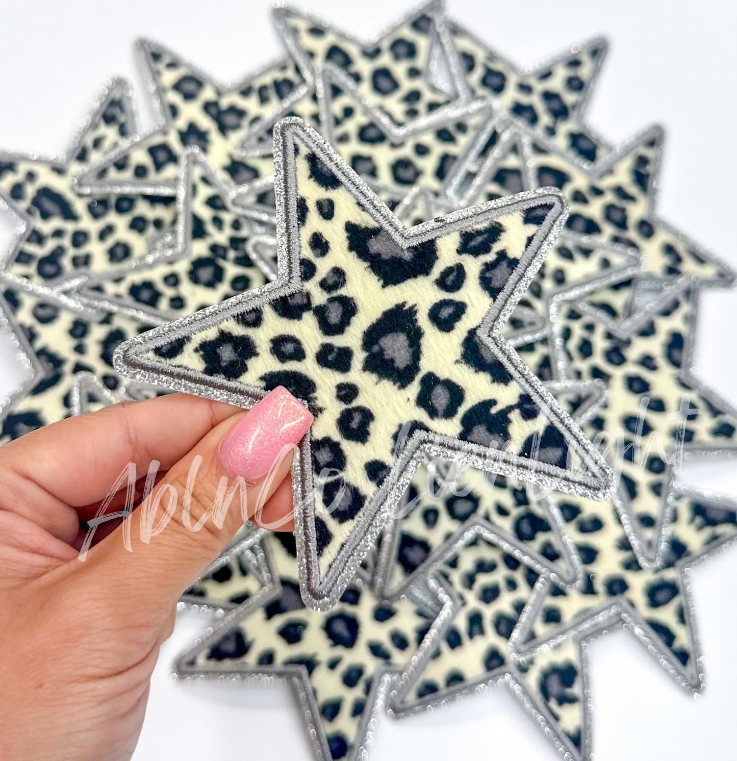 White Leopard Print Star Patch