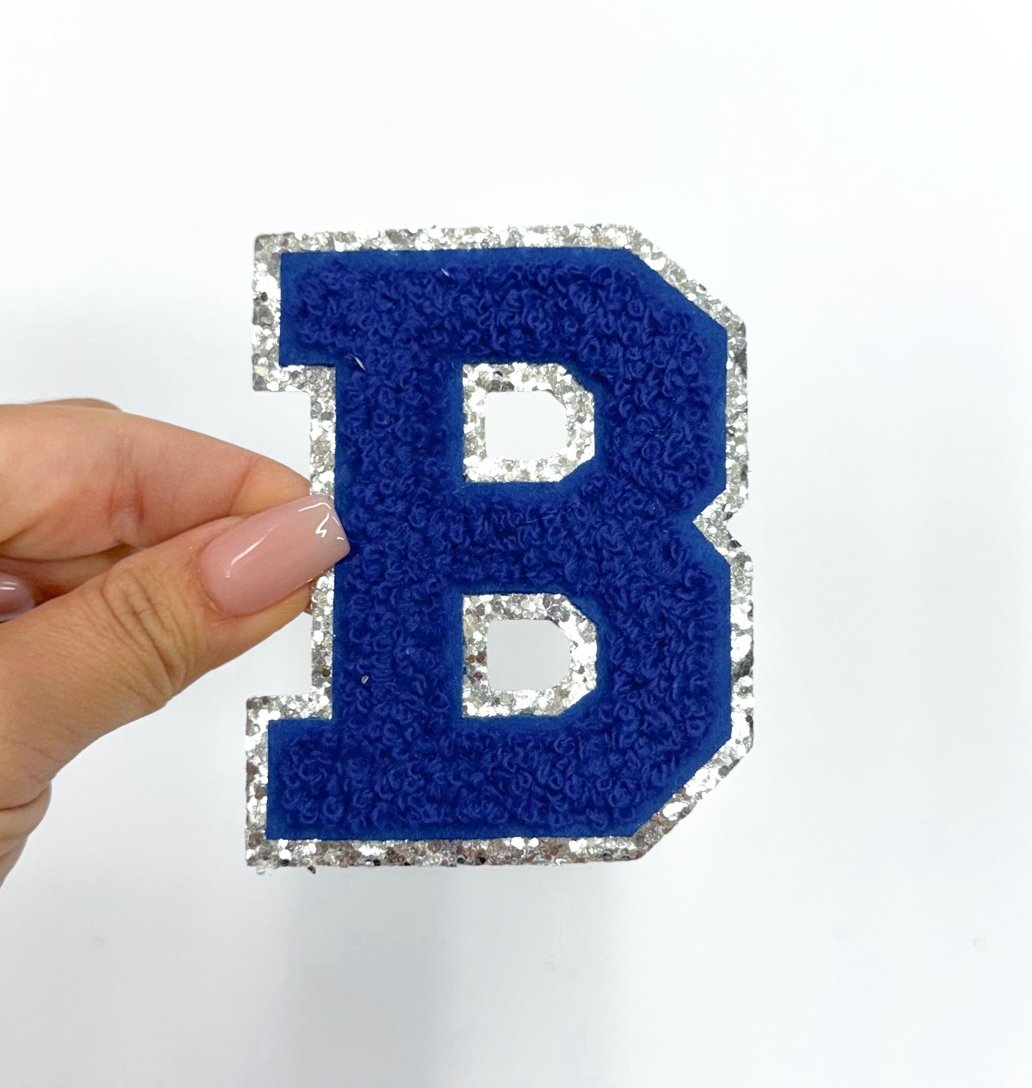 Royal Silver Chenille Letter Patch