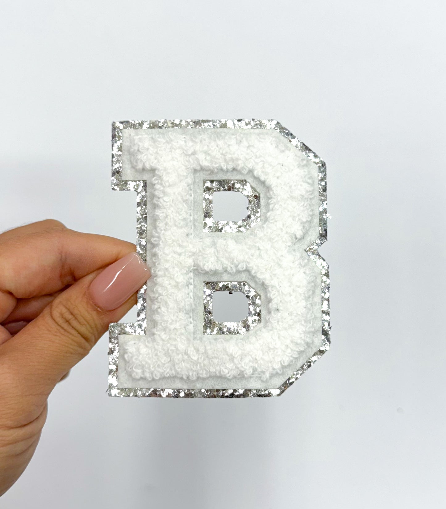 White Silver Chenille Letter Patch