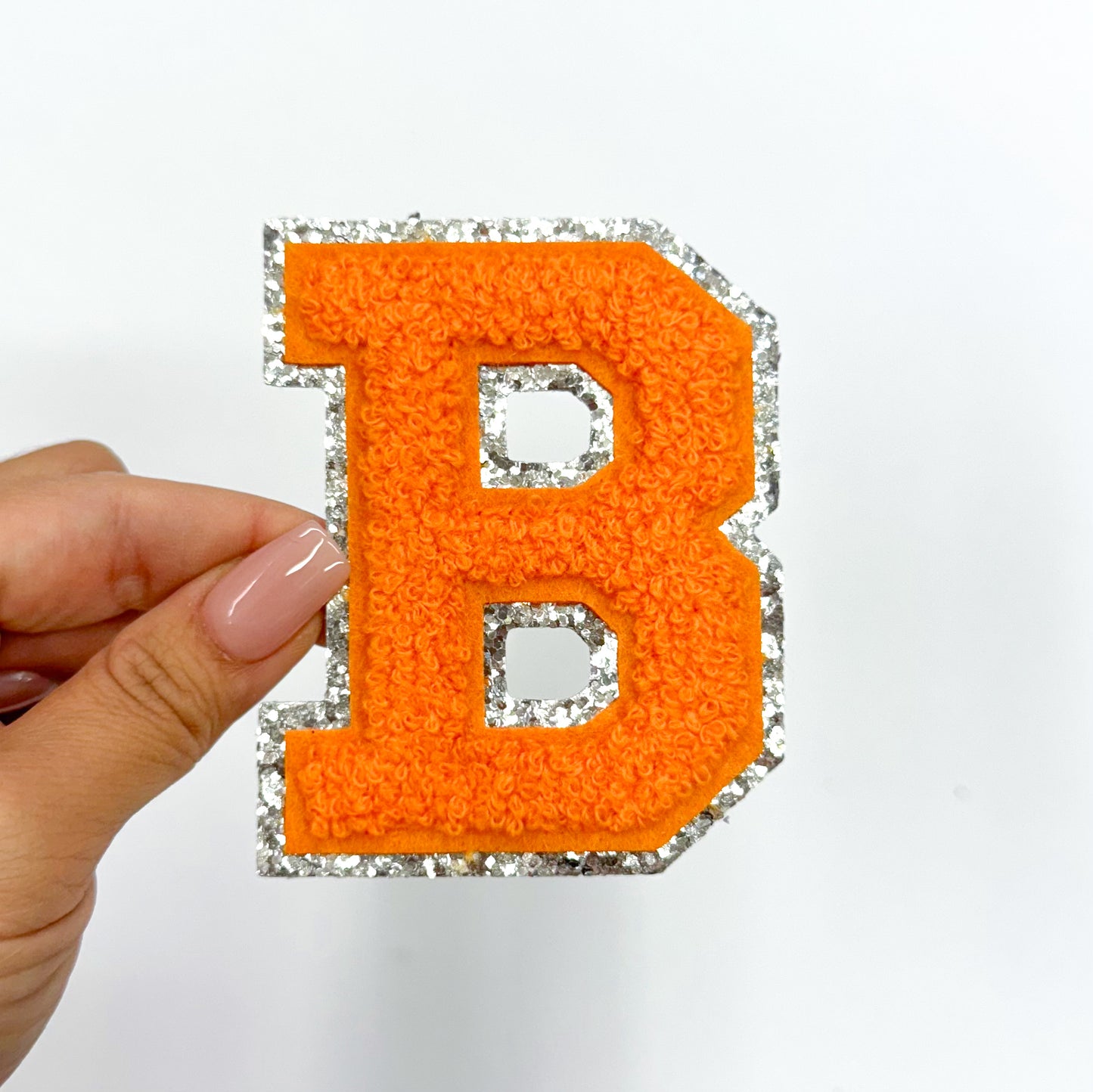 Orange Silver Chenille Letter Patch