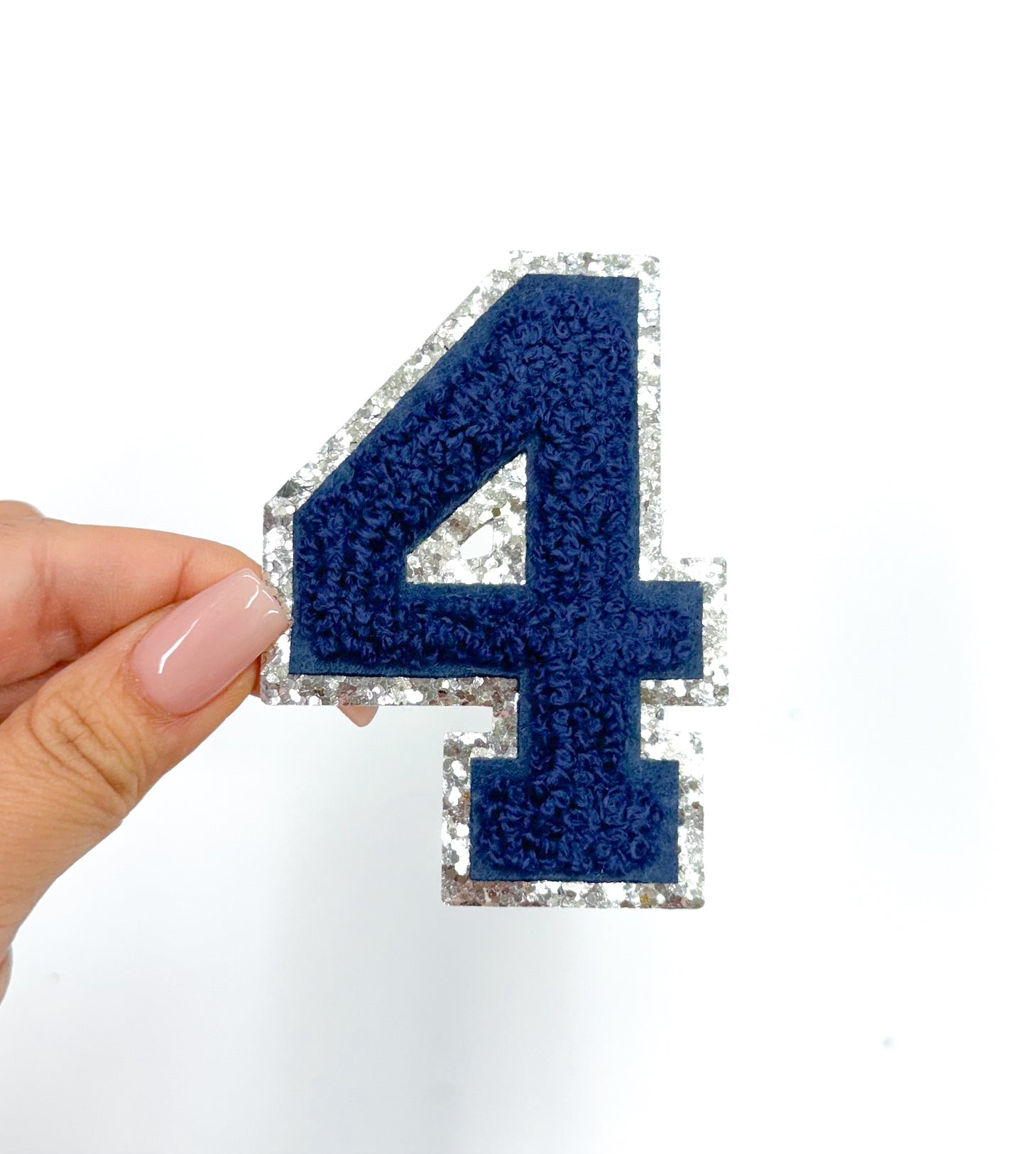 Navy Silver Chenille Embroidery Patch