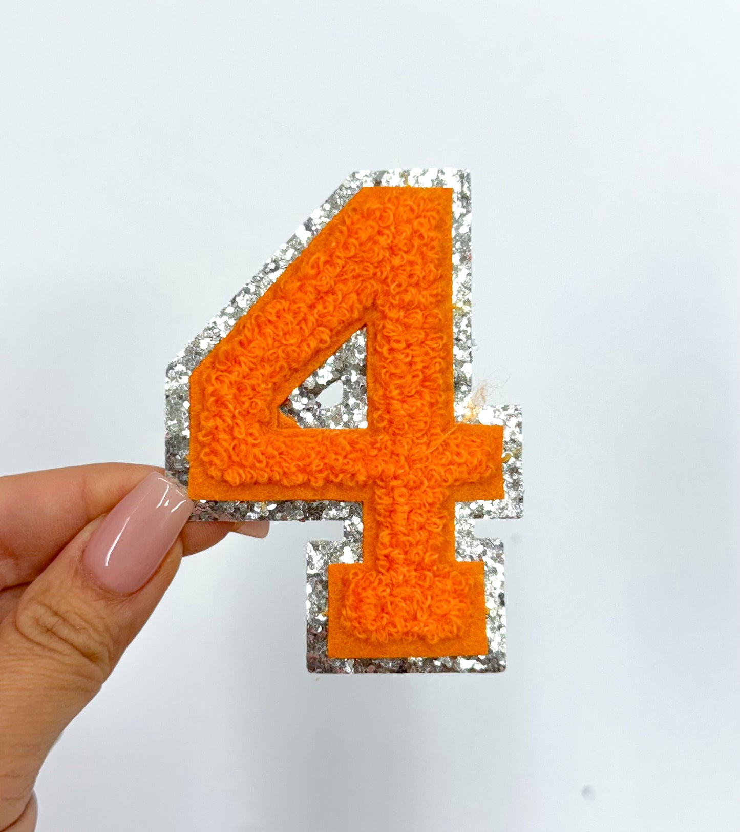 Orange Silver Chenille Embroidery Patch