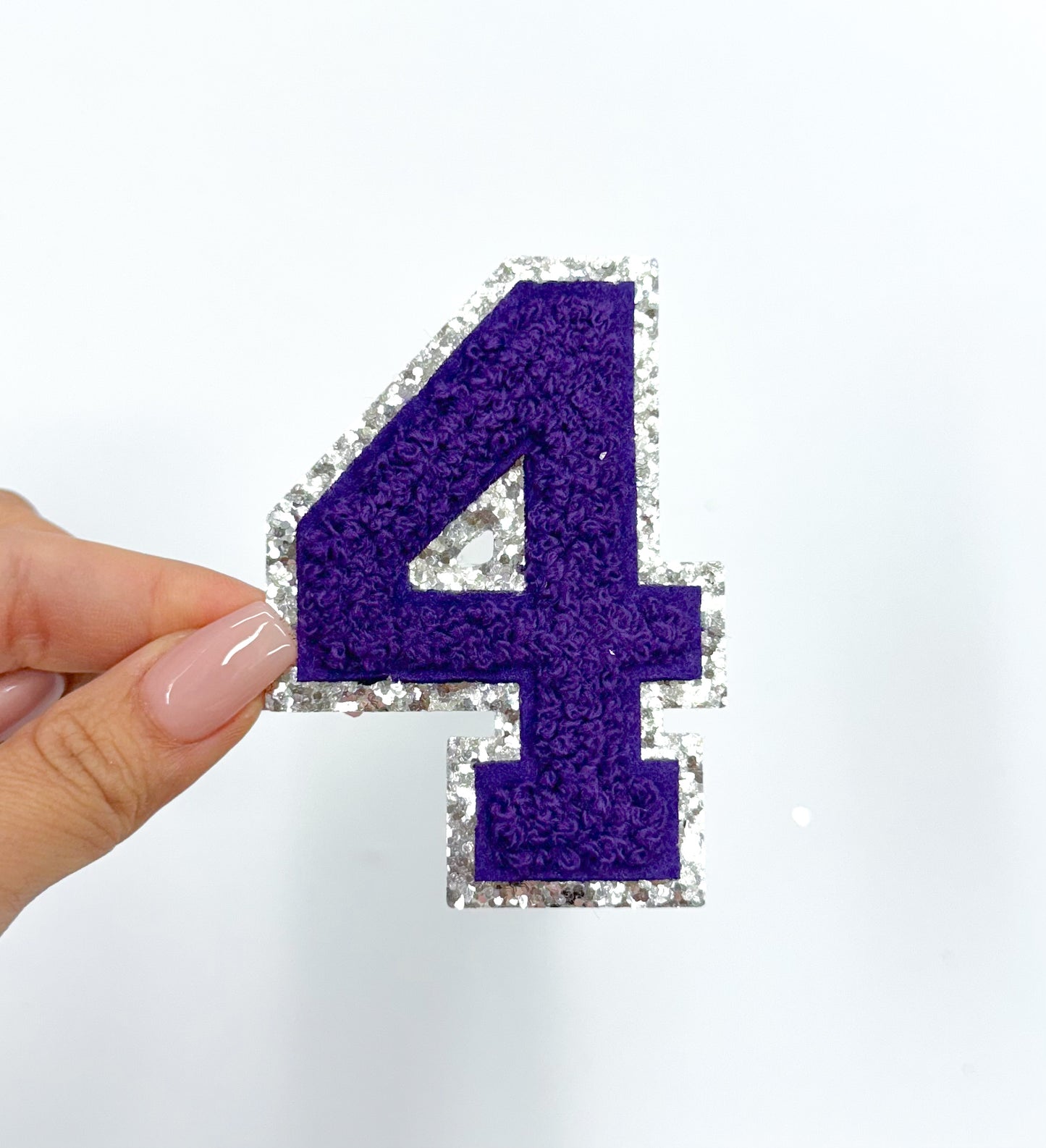 Purple Silver Chenille Embroidery Patch