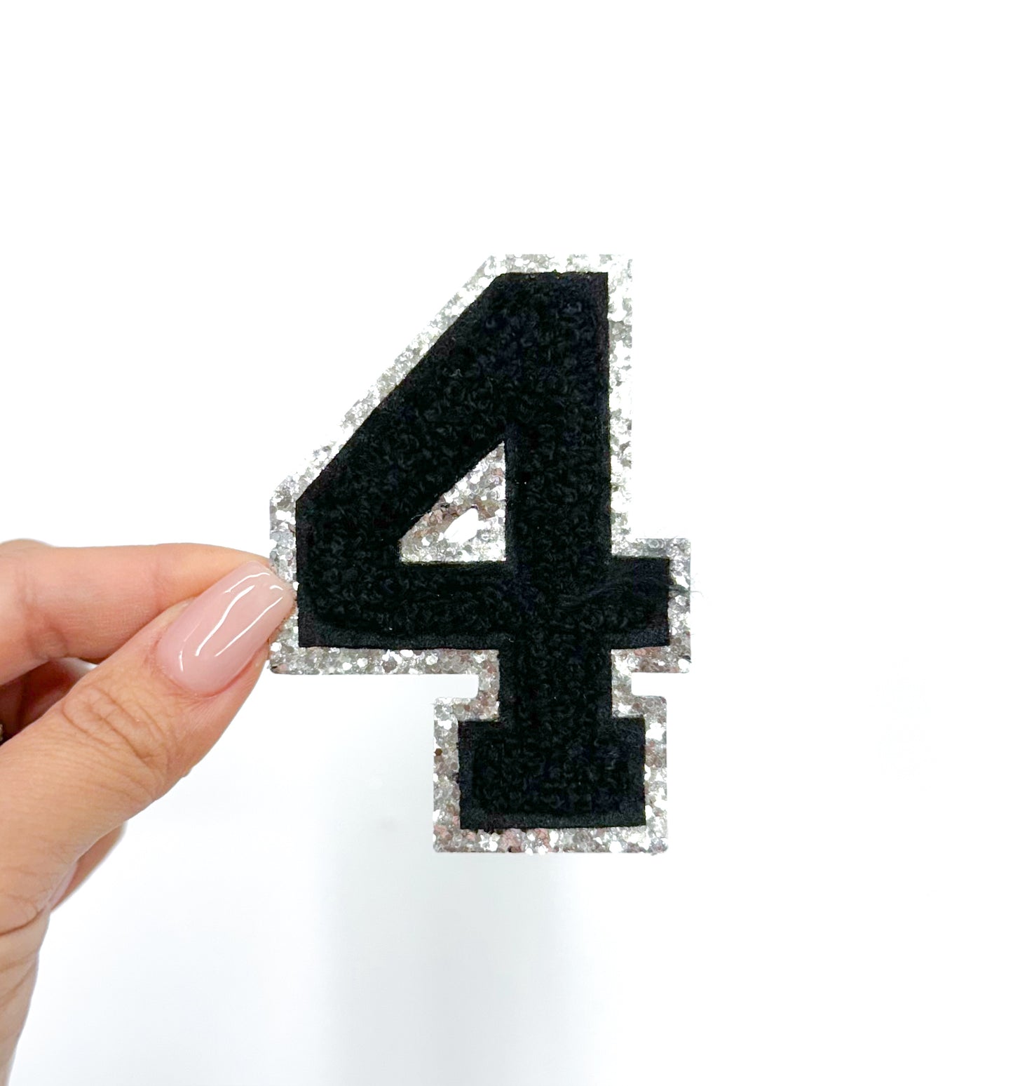 Black Silver Chenille Embroidery Patch