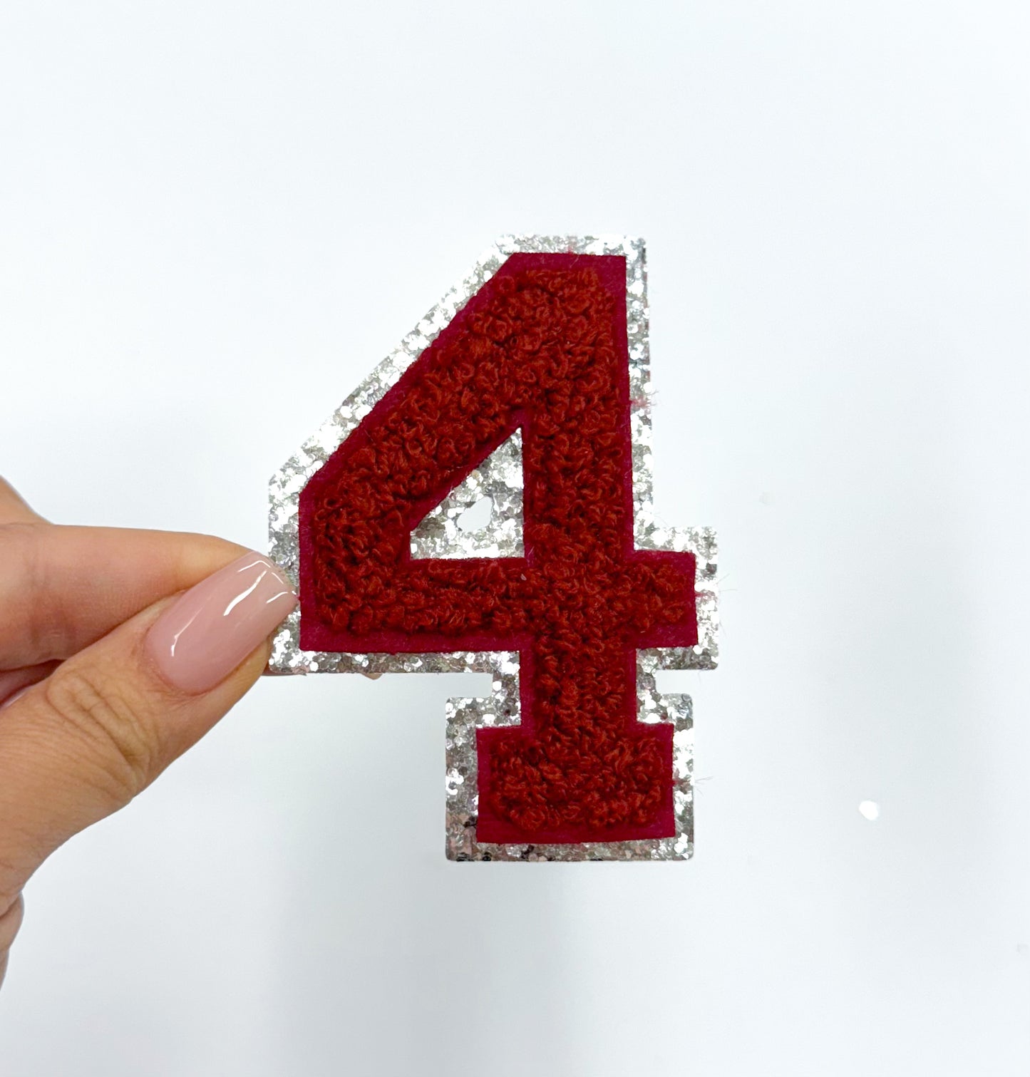 Maroon Silver Chenille Embroidery Patch