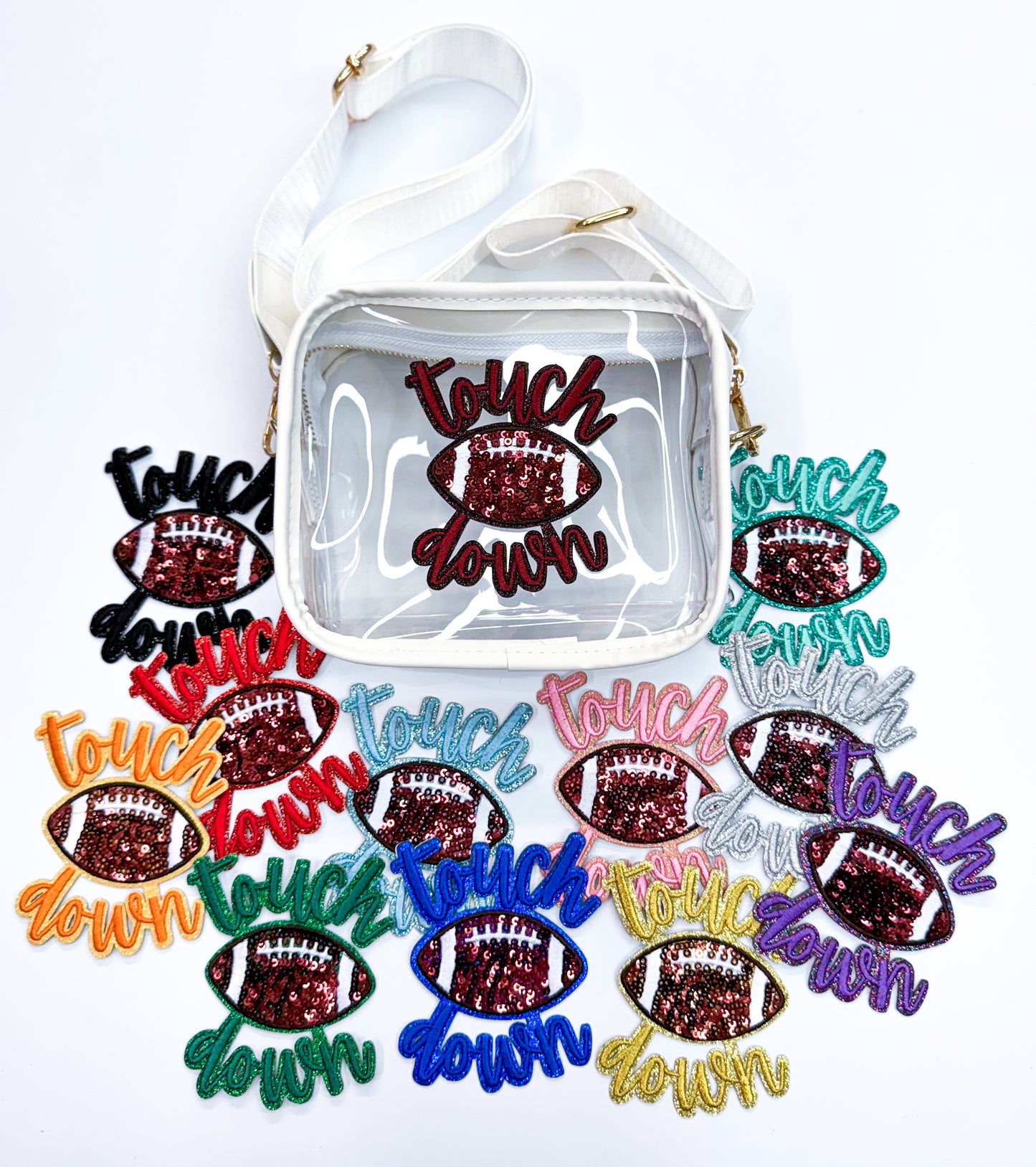 Pink Touchdown Glitter ADHESIVE STICKER Patch