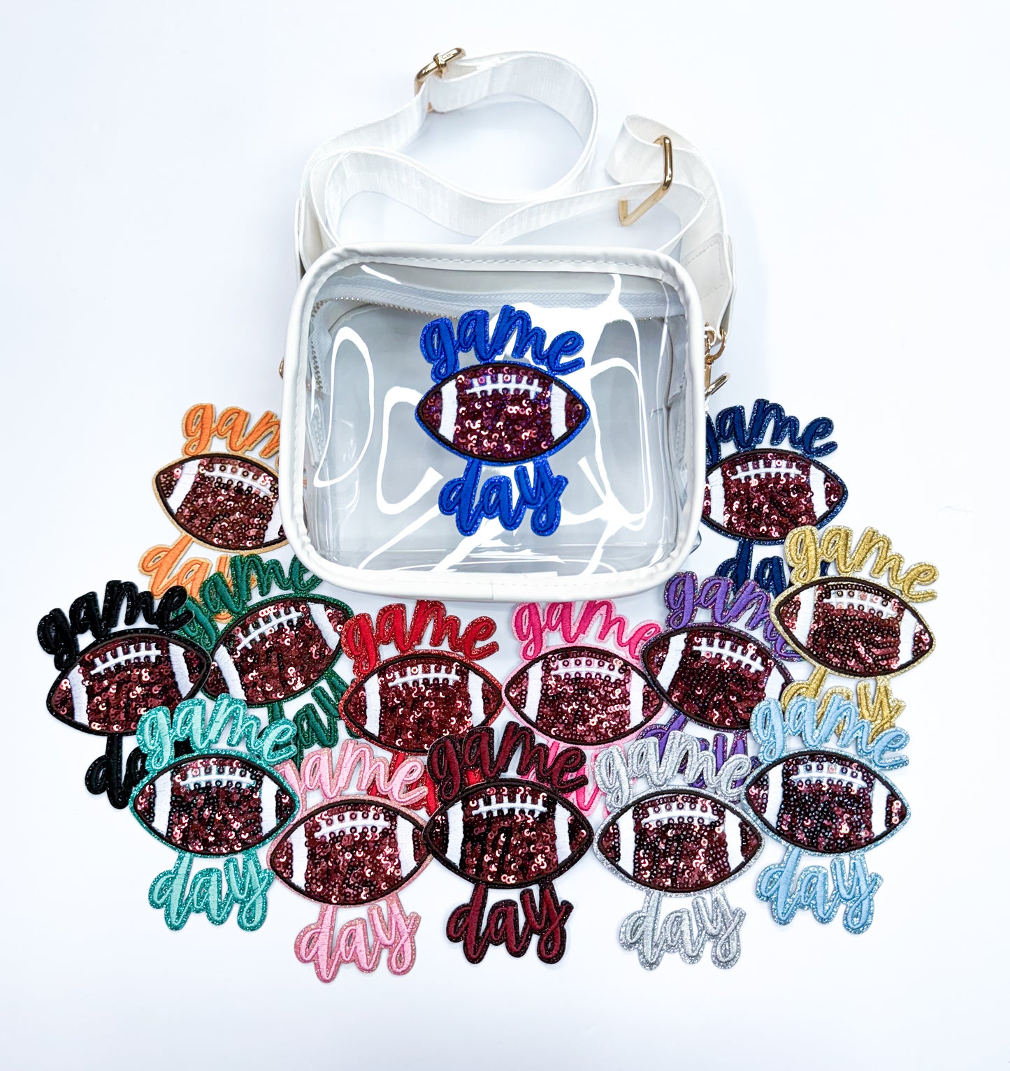 Black Game Day Football STICKER Adhesive Sequin Embroidery Patch