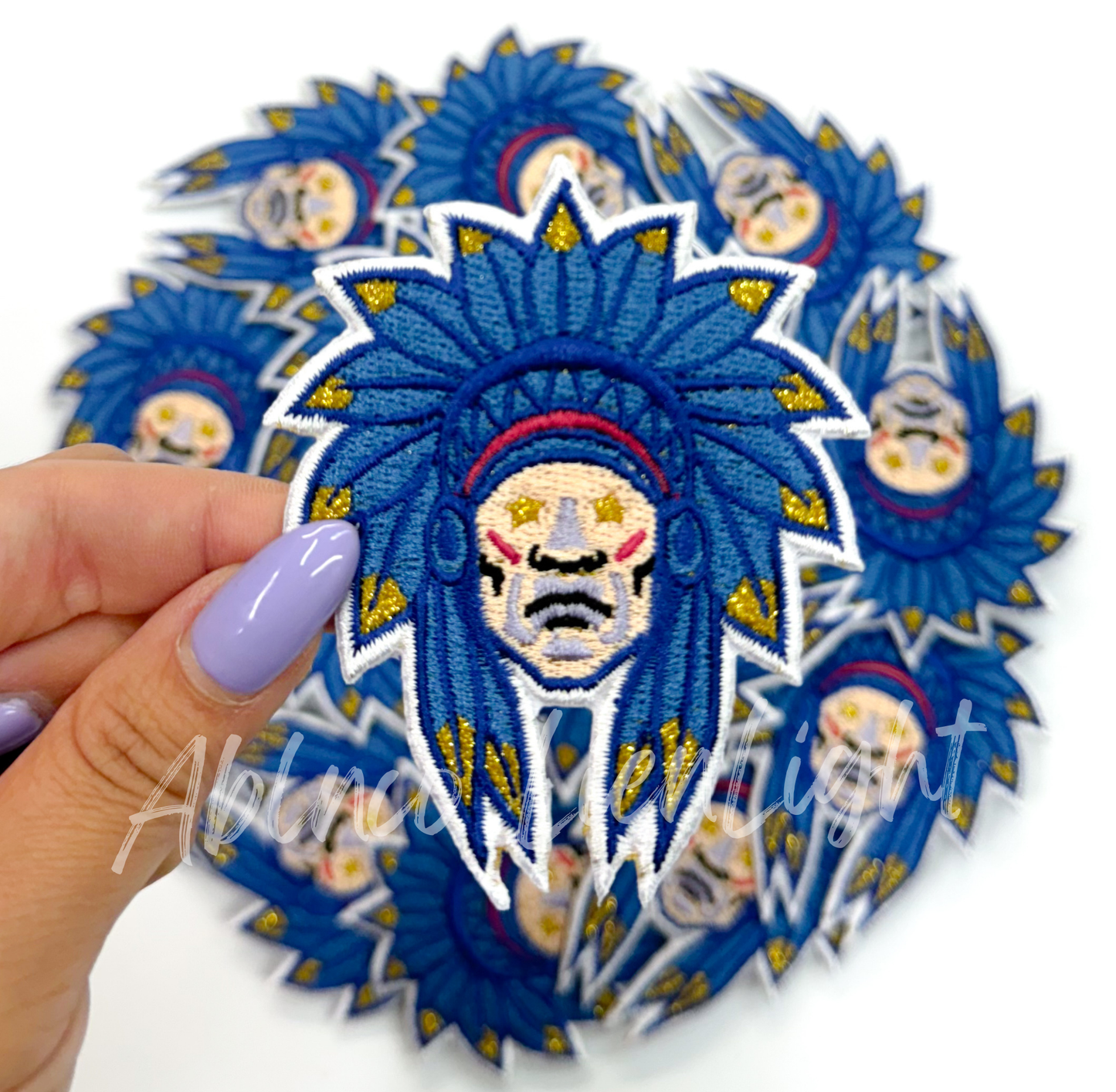 Royal Blue Indian Chiefs Embroidery Hat Patch