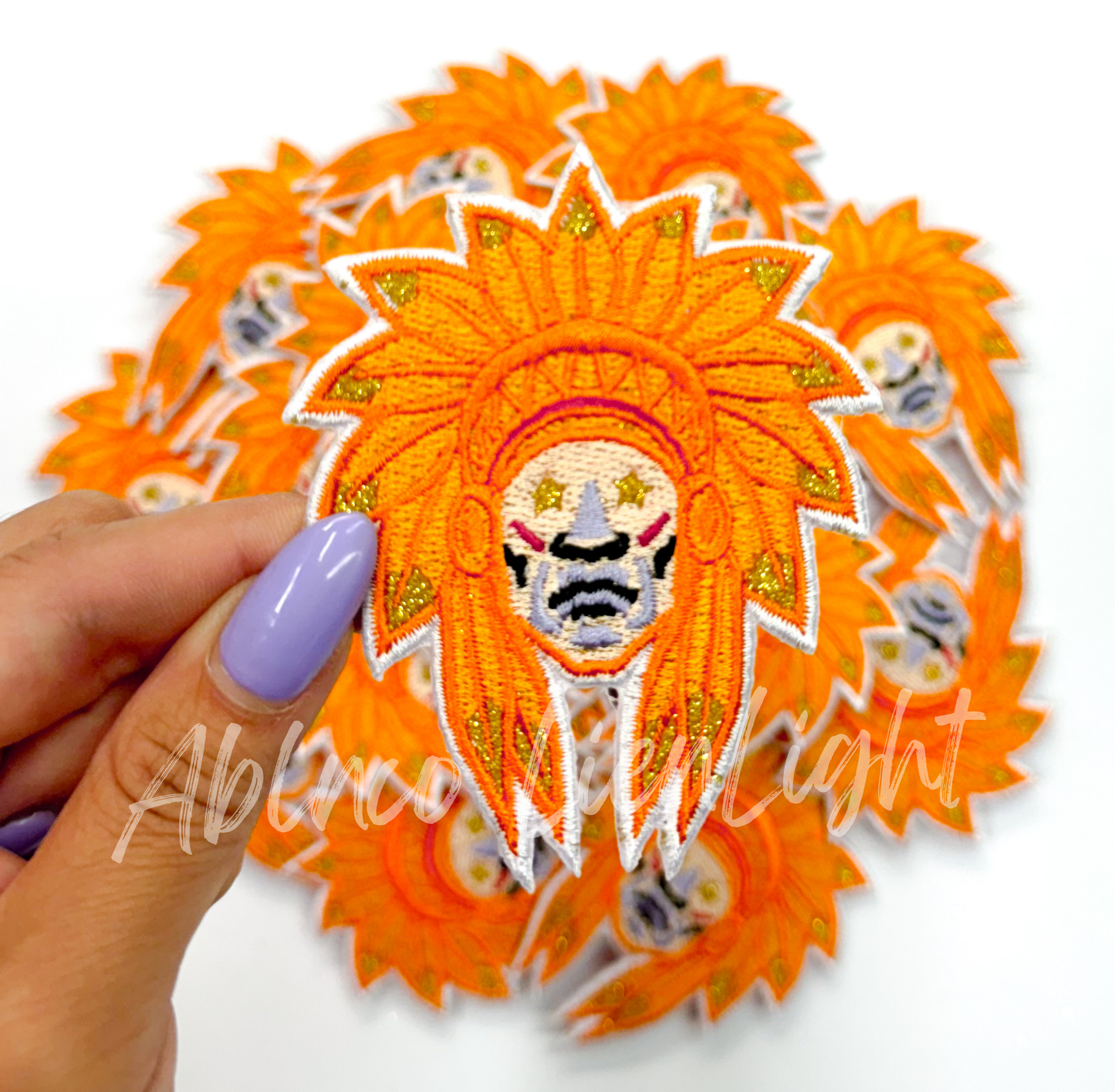 Orange Indian Chiefs Embroidery Hat Patch
