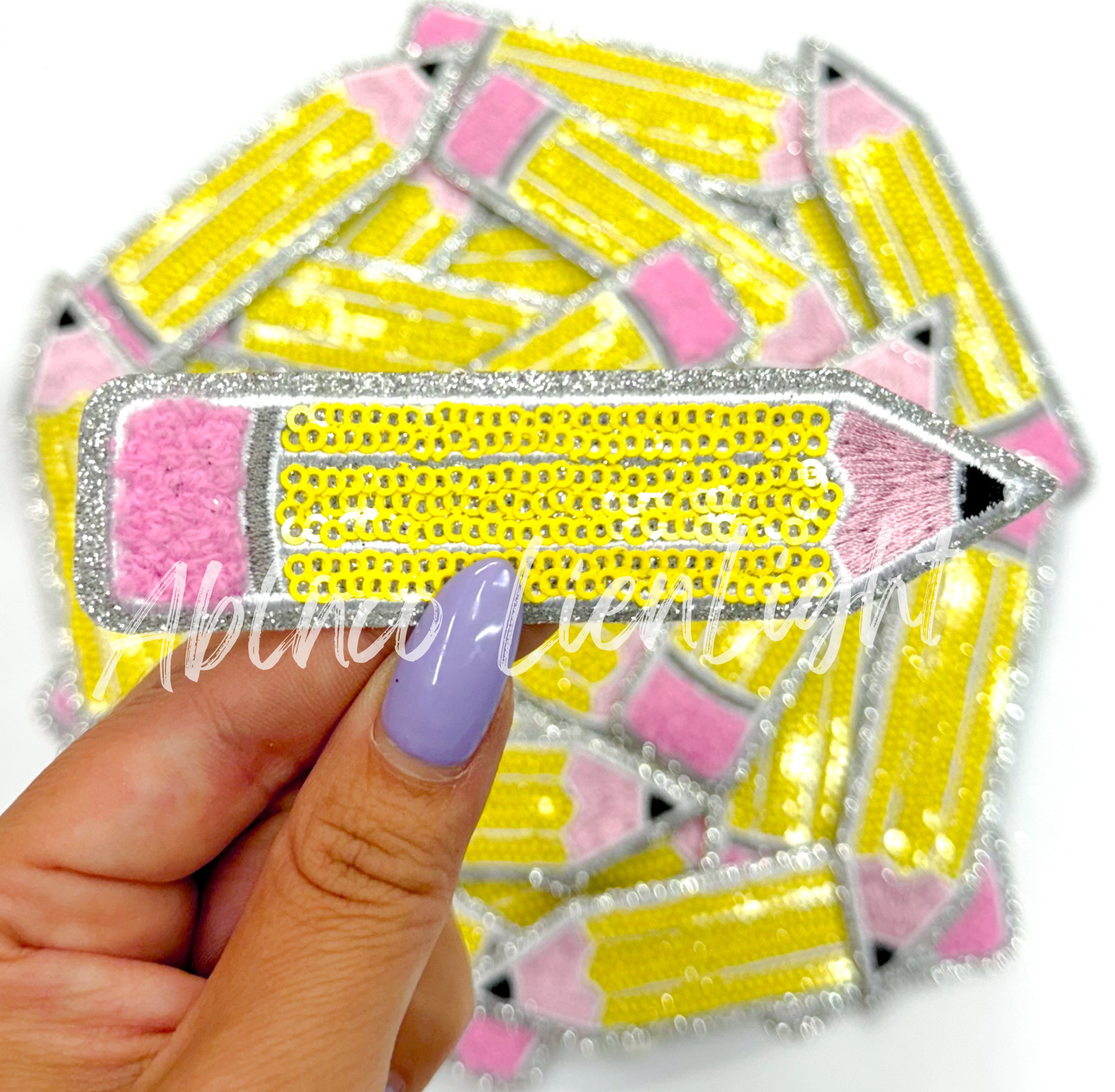 Pencil Teach Sequin Embroidery Patch