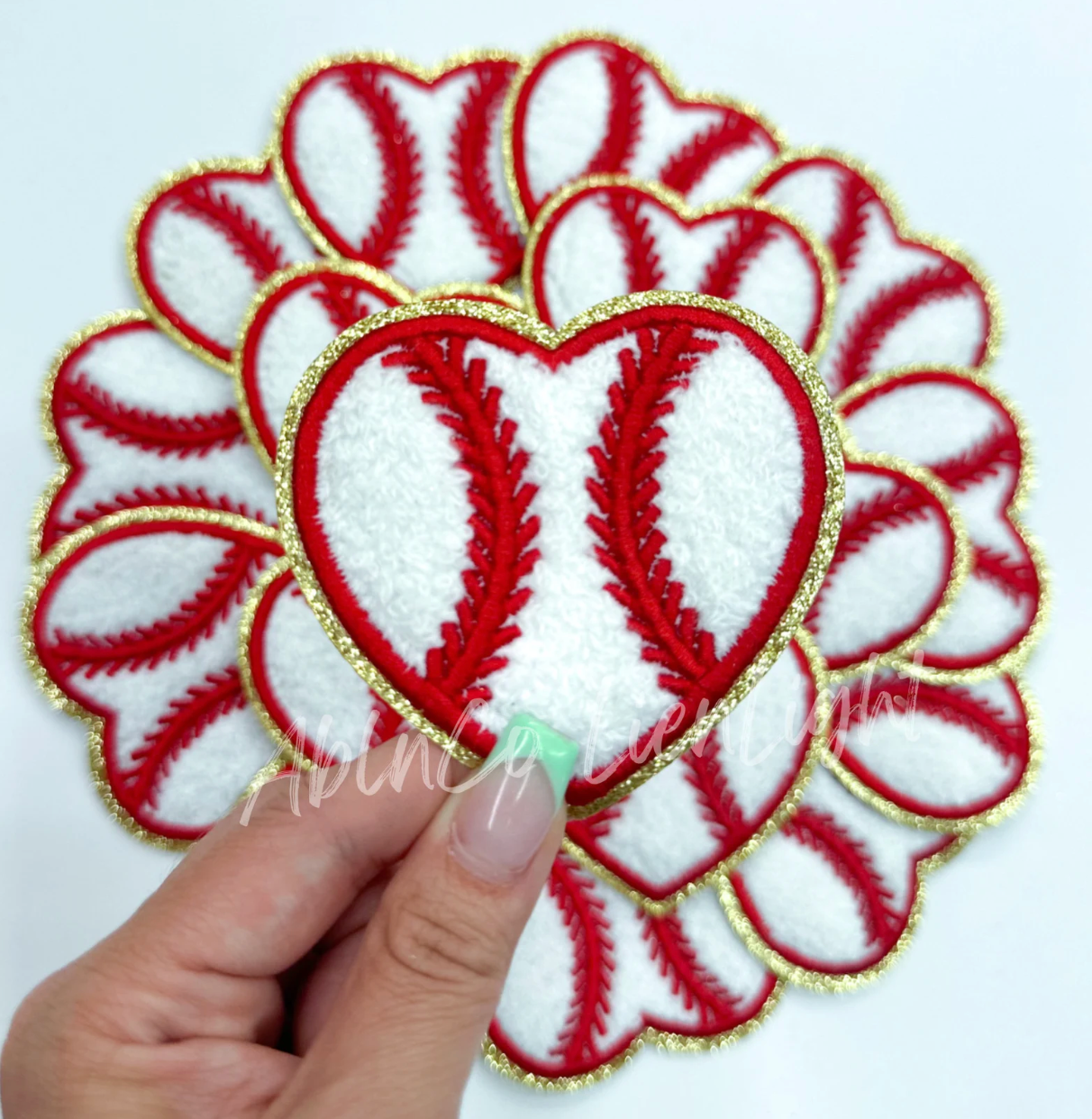 Baseball Heart Chenille Embroidery Patch