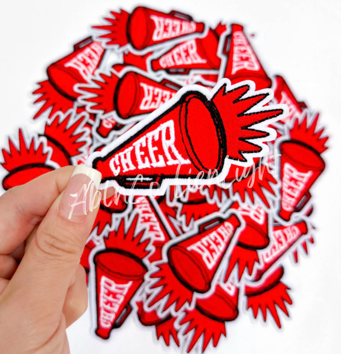 Red Cheer Loud Megaphone Embroidery Patch