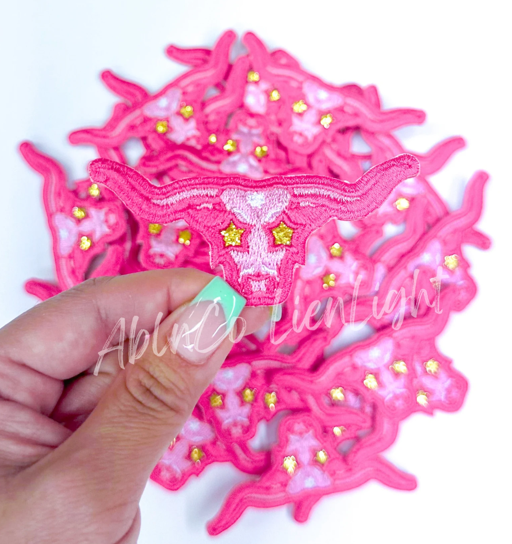 Longhorns Pink Mascot © Embroidery Hat Patch