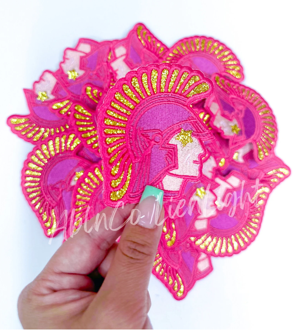 Trojans Pink Mascot © Embroidery Hat Patch