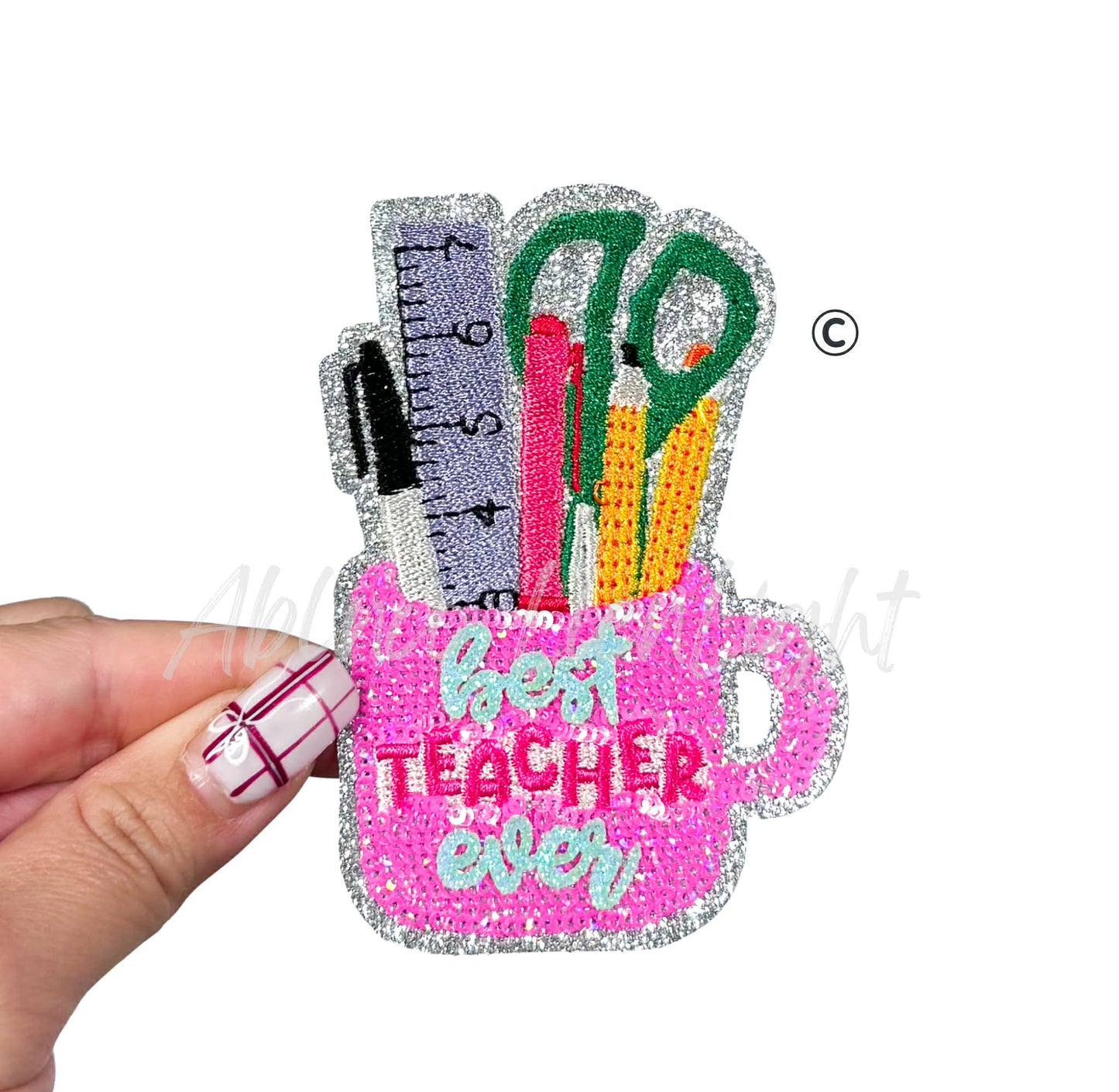 Best Teacher Ever Sequins Teach Patch - Small