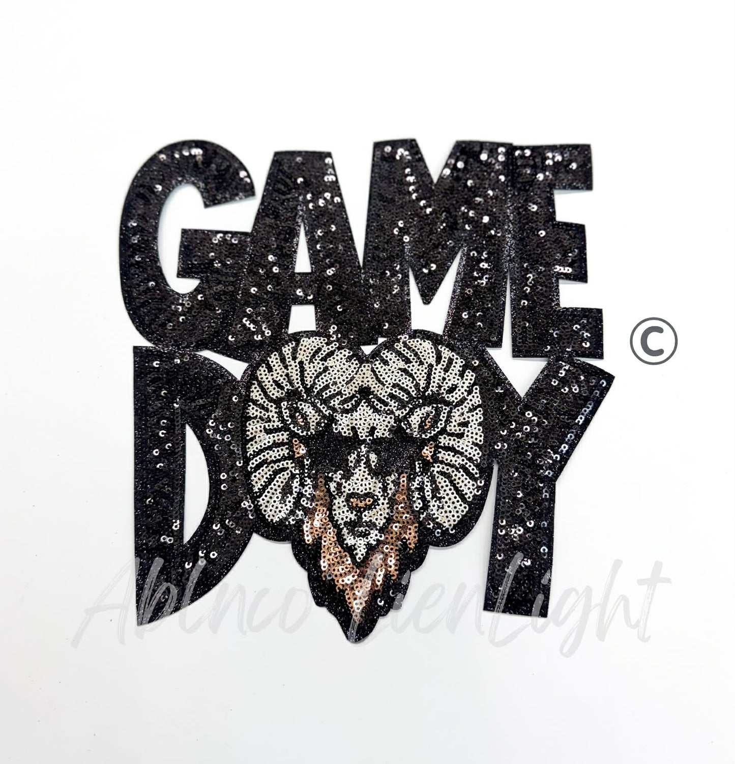 Black Ram Game Day Mascot Sequins Patch - Large