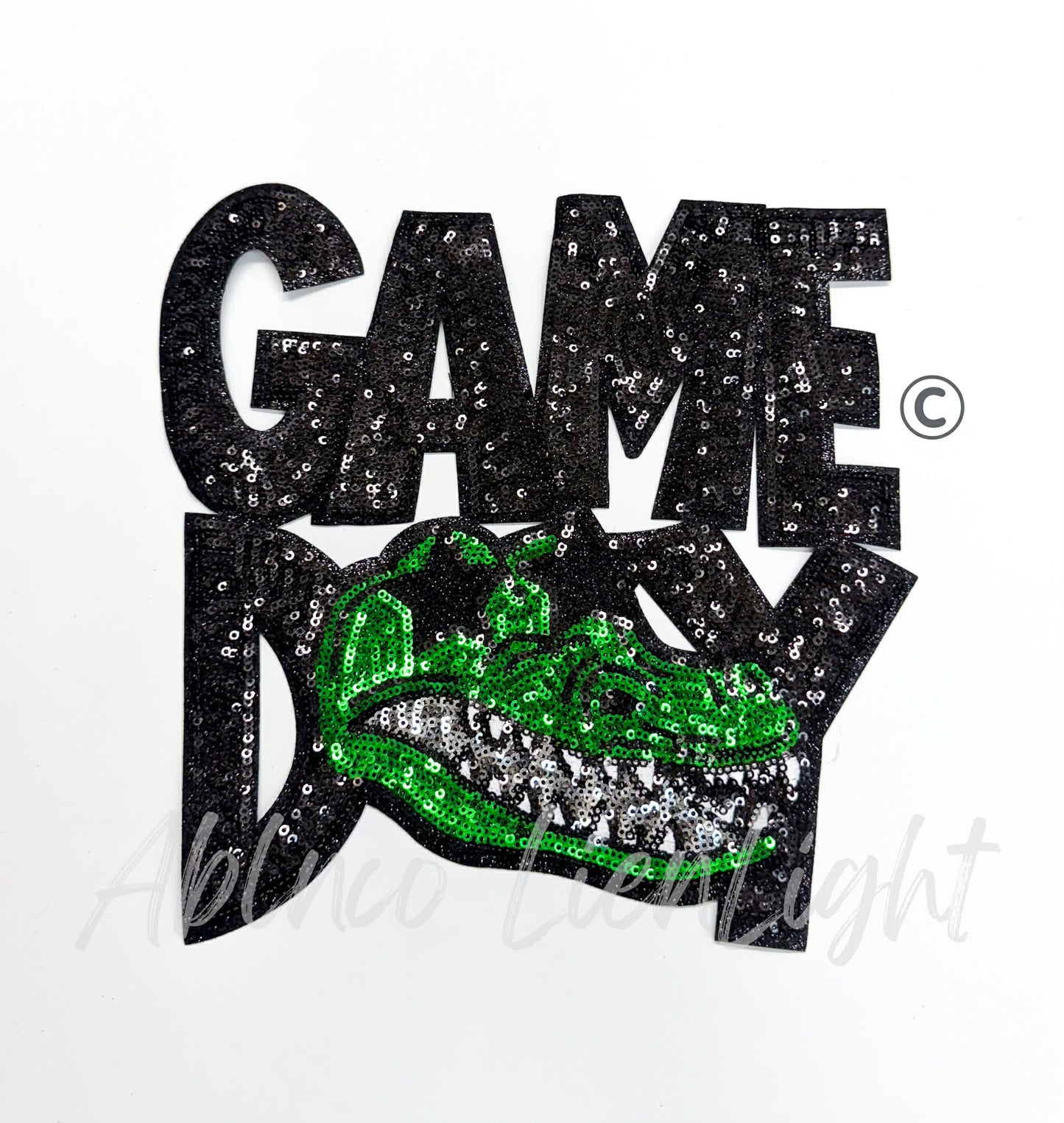 Black Gator Game Day Mascot Sequins Patch - Large