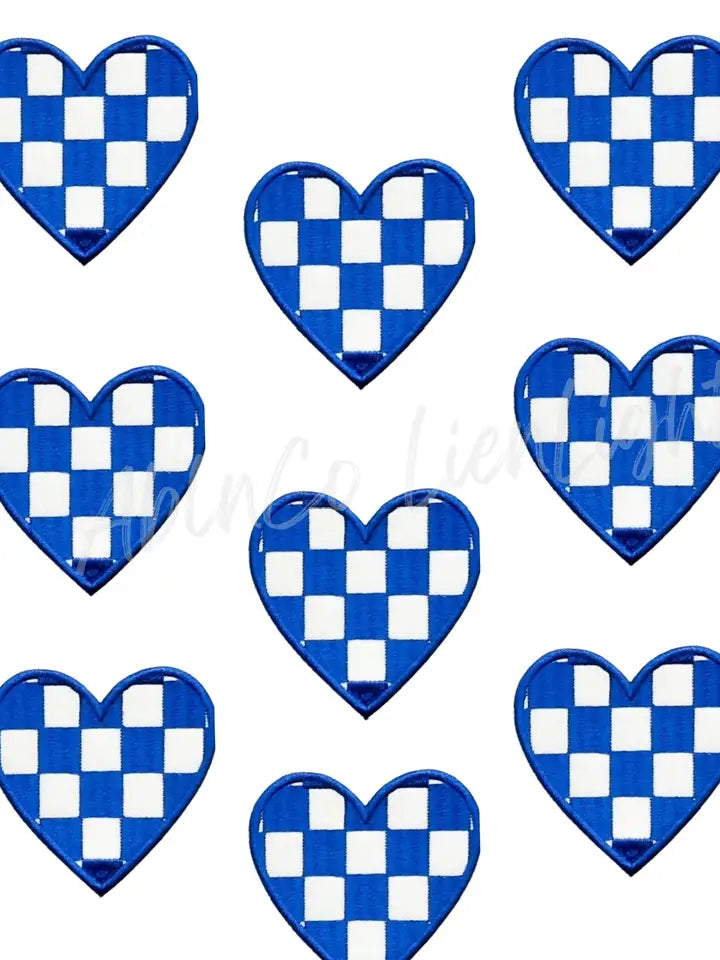 Royal Checkered Heart Embroidery Patch