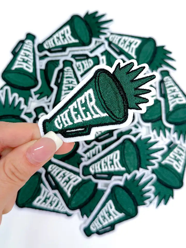 Green Cheer Loud Megaphone Embroidery Patch