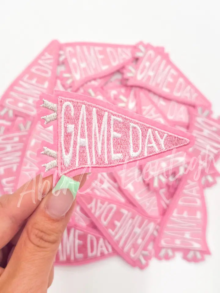Pink Game Day Pennant Embroidery Hat Patch