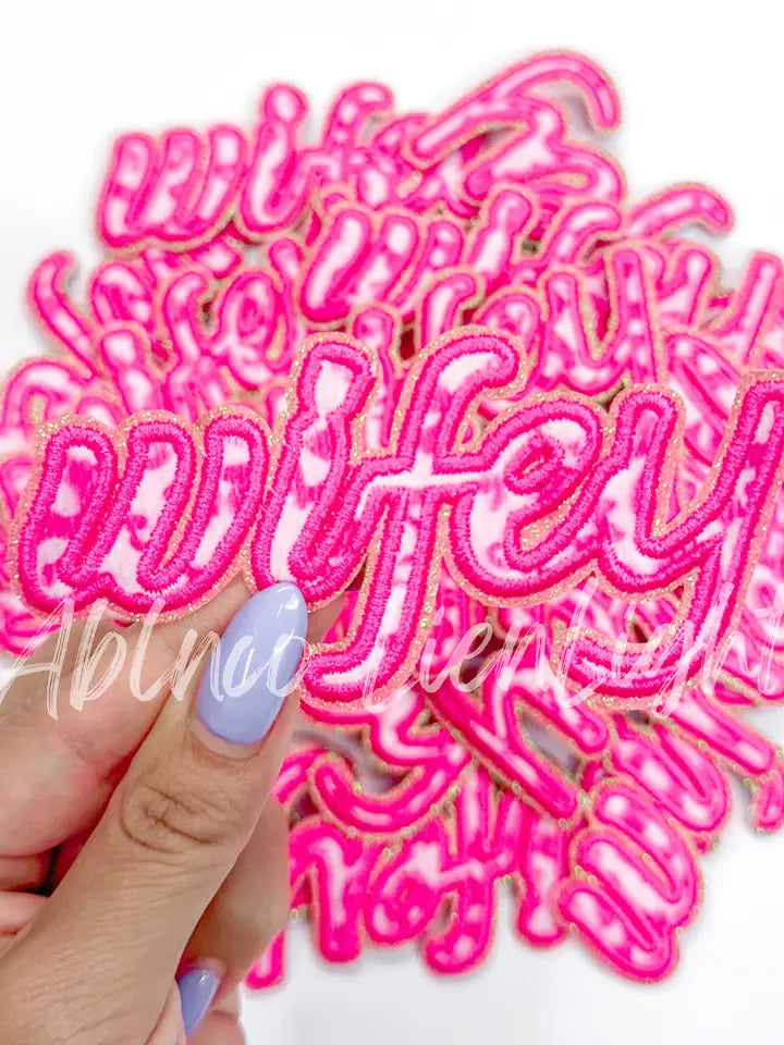 Hot Pink Wifey Cheetah Embroidery Patch