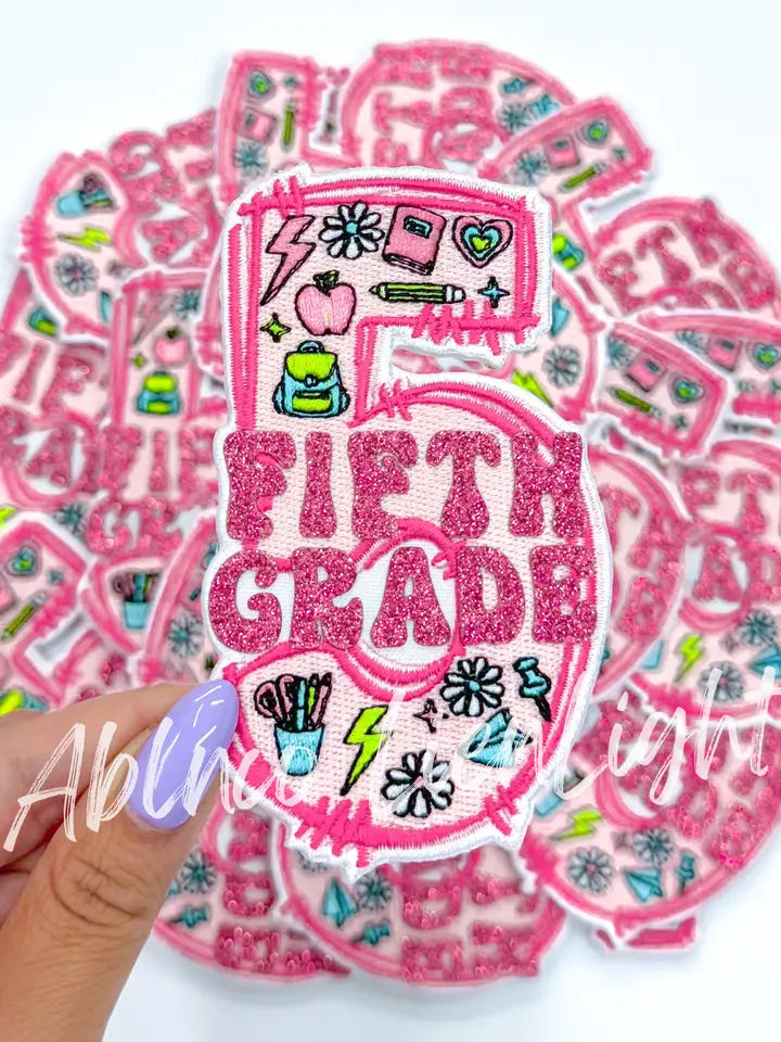 Fifth Grade School Teach Glitter Patch