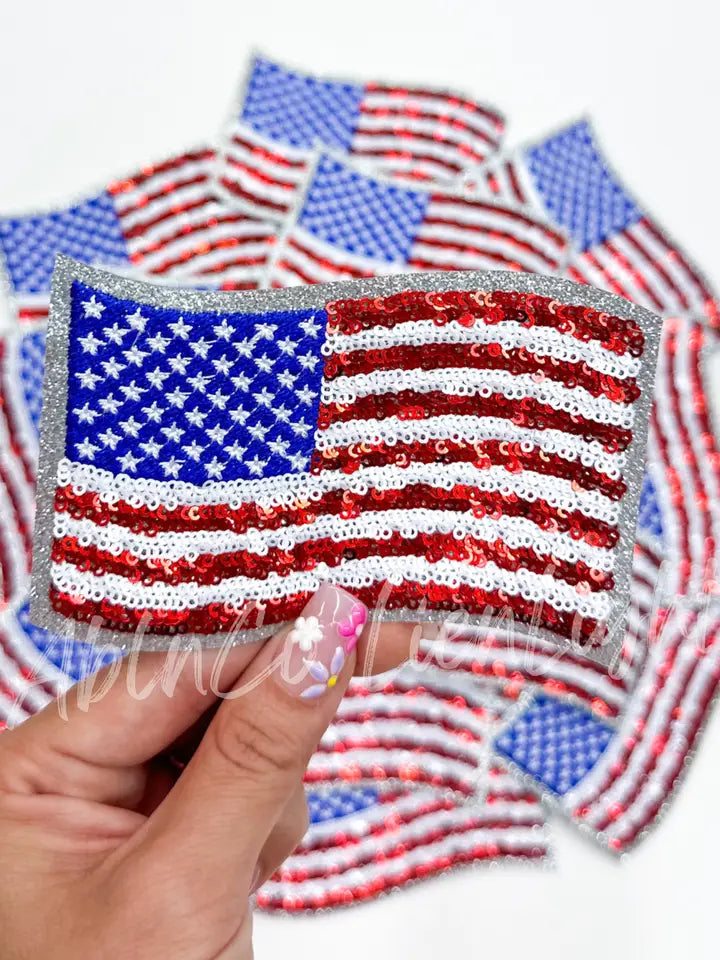 American Flag USA 4th July Holiday Sequin Patch