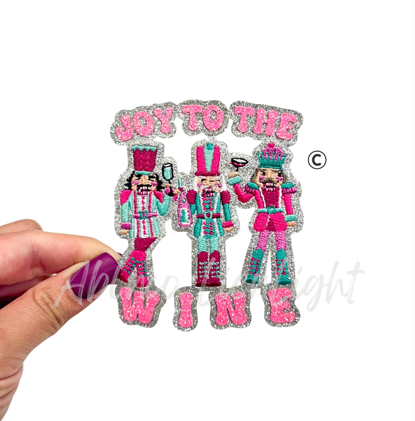 Joy To The Wine Nutcracker Sequins Christmas Patch-SMALL