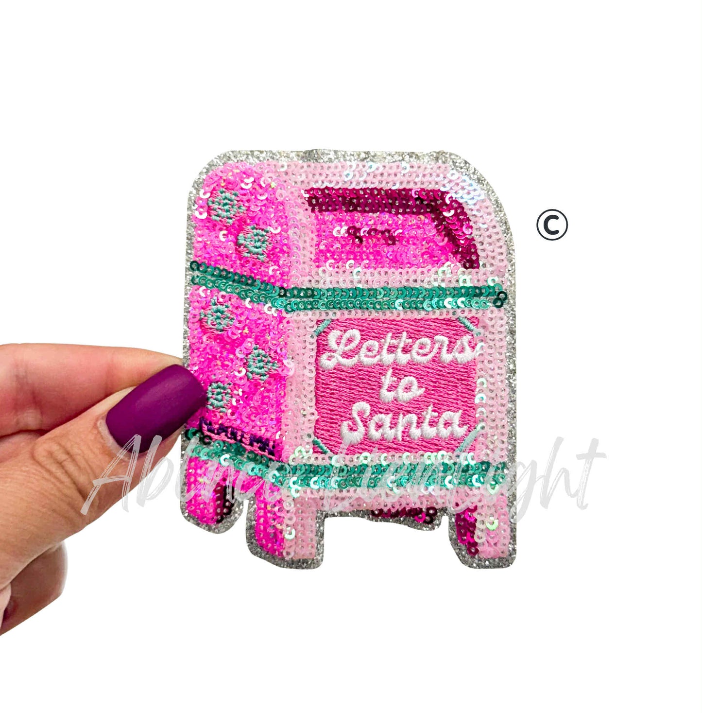 Letters to Santa Mailbox Sequins Christmas Patch-SMALL