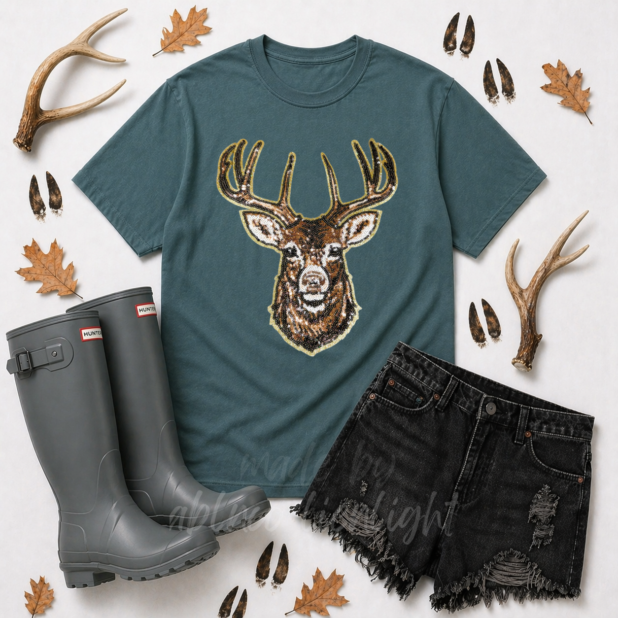 Deer Hunting Sequin Patch Tshirt