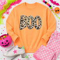 Cheetah Print Boo Halloween Sequin Patch Sweatshirt