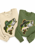 Bass Fish Hunting Sequin Patch Shirt