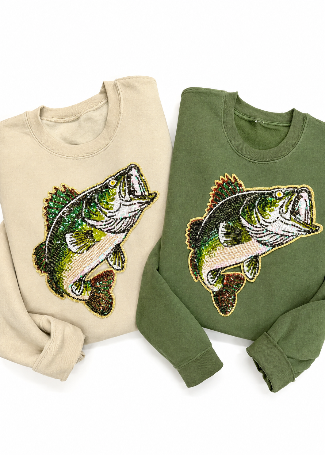 Bass Fish Hunting Sequin Patch Shirt