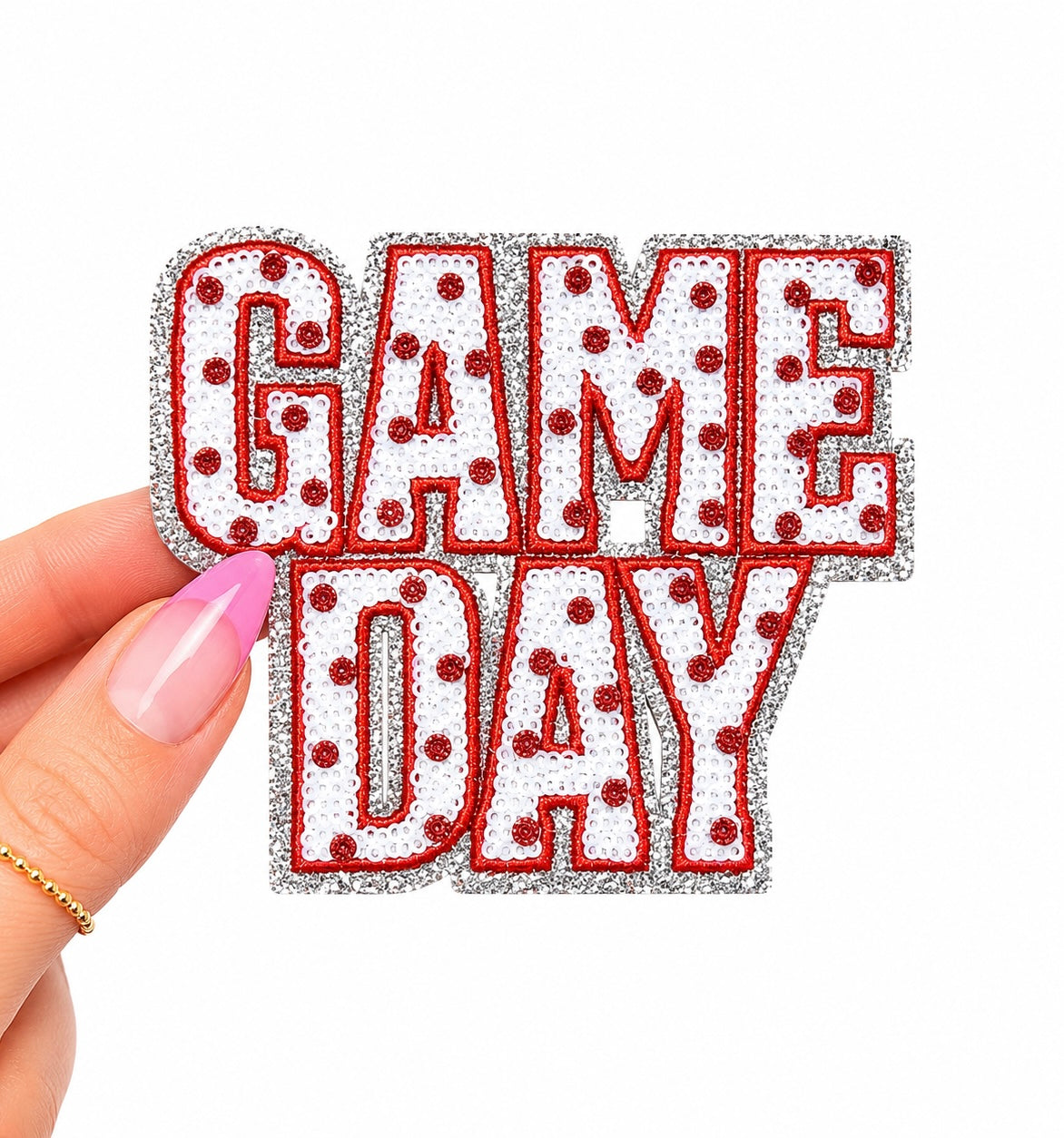 Red Polka Dots Game Day Sequin Patch - Small