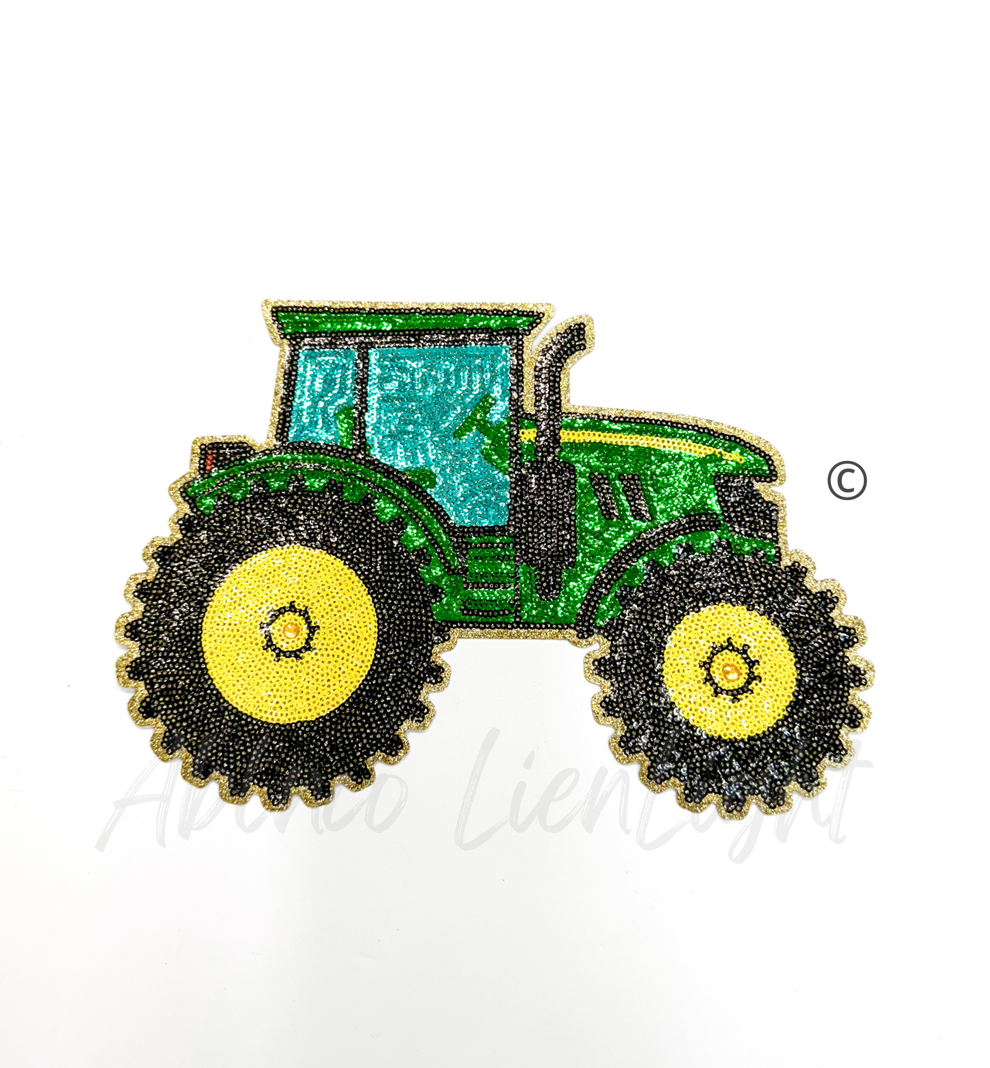 Green Tractor Farm Sequins Patch