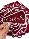 Maroon Cheer Megaphone Silver Embroidery Patch