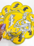 Gold Football Helmet Chenille Sequin Patch