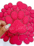 Hot Pink Chenille Paw Embroidery Patch