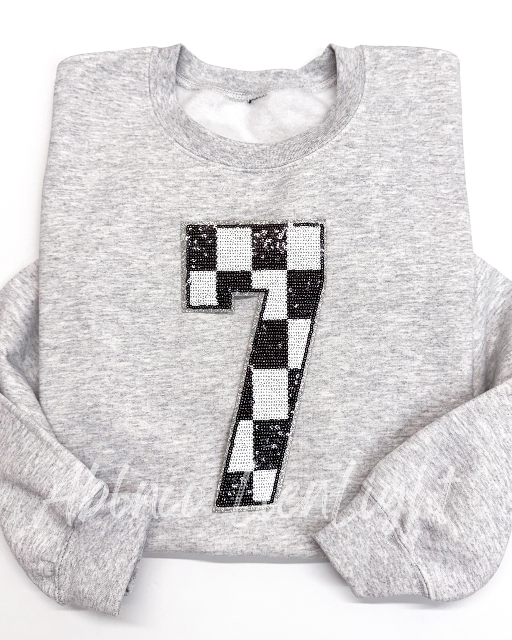 Sequin Black & White Checkered Numbers Patch - Large